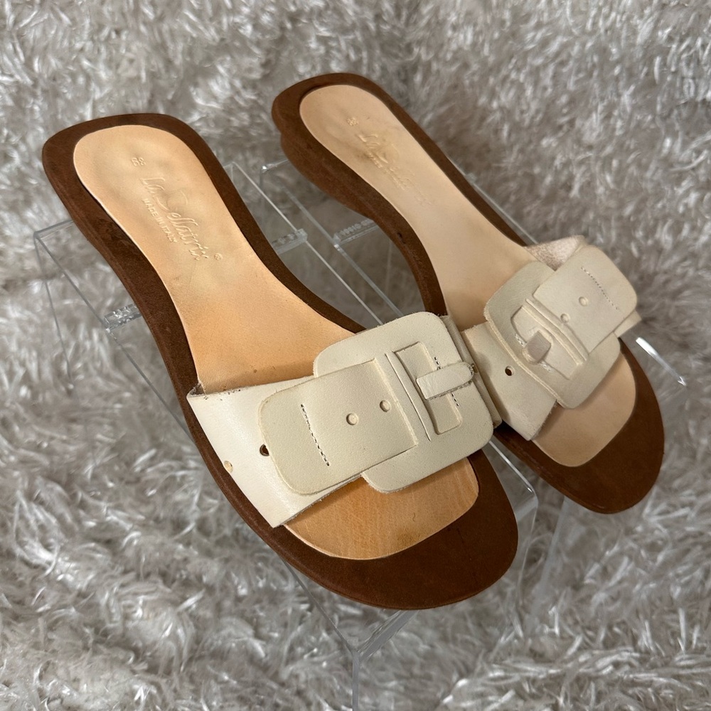 La Bellatrix Made in Italy Cream-Colored Leather Mule Size  EU 39 (Women's 8)